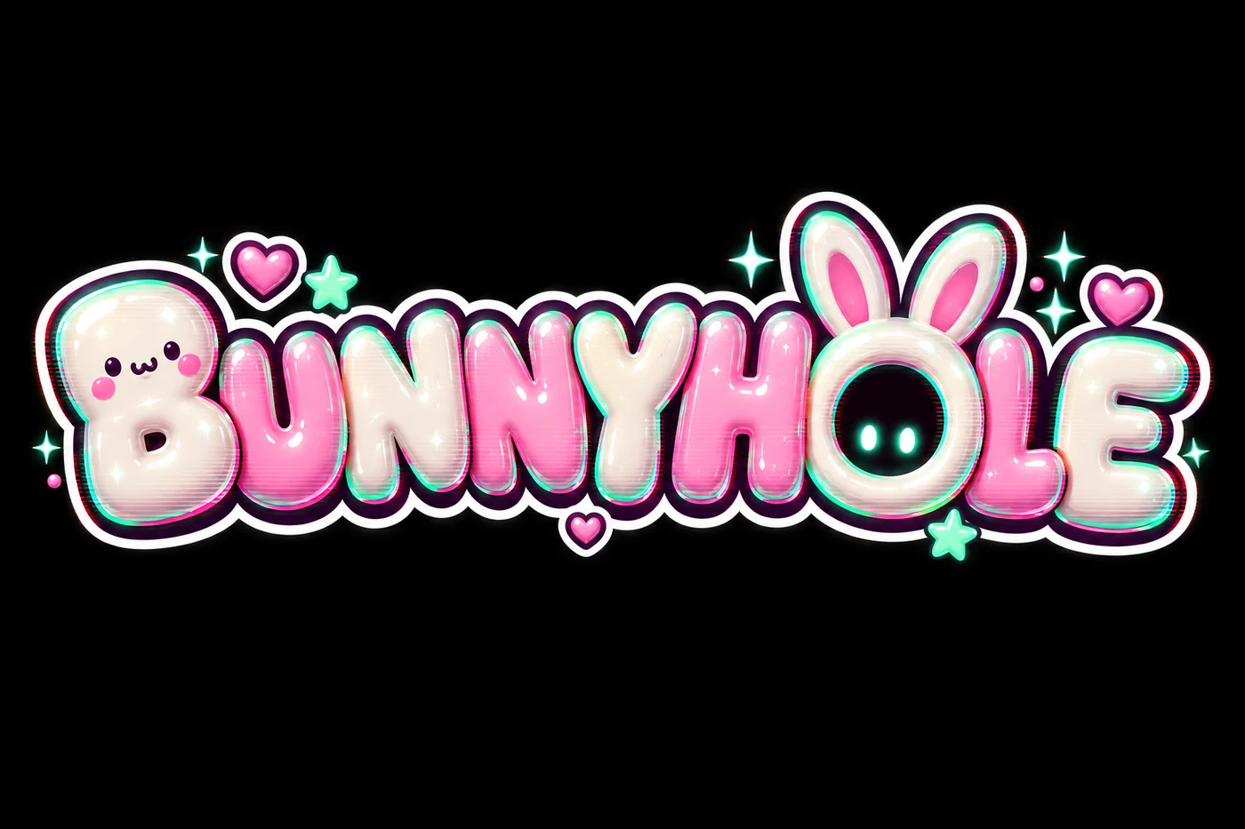 The name BUNNYHOLE drawn as a kawaii logo by GPT Image 2.5.