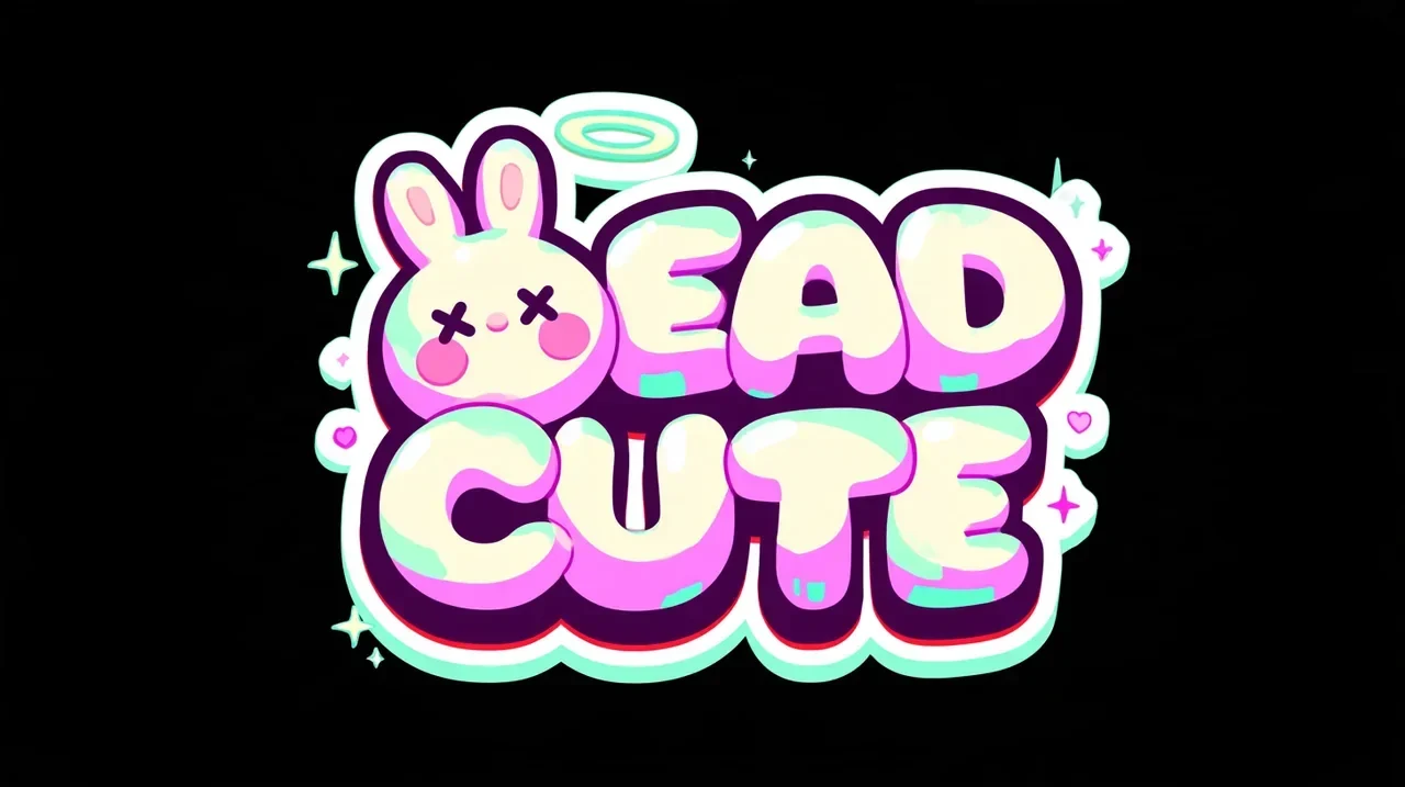 DEAD CUTE logo k2-mj0: Midjourney, puffy.