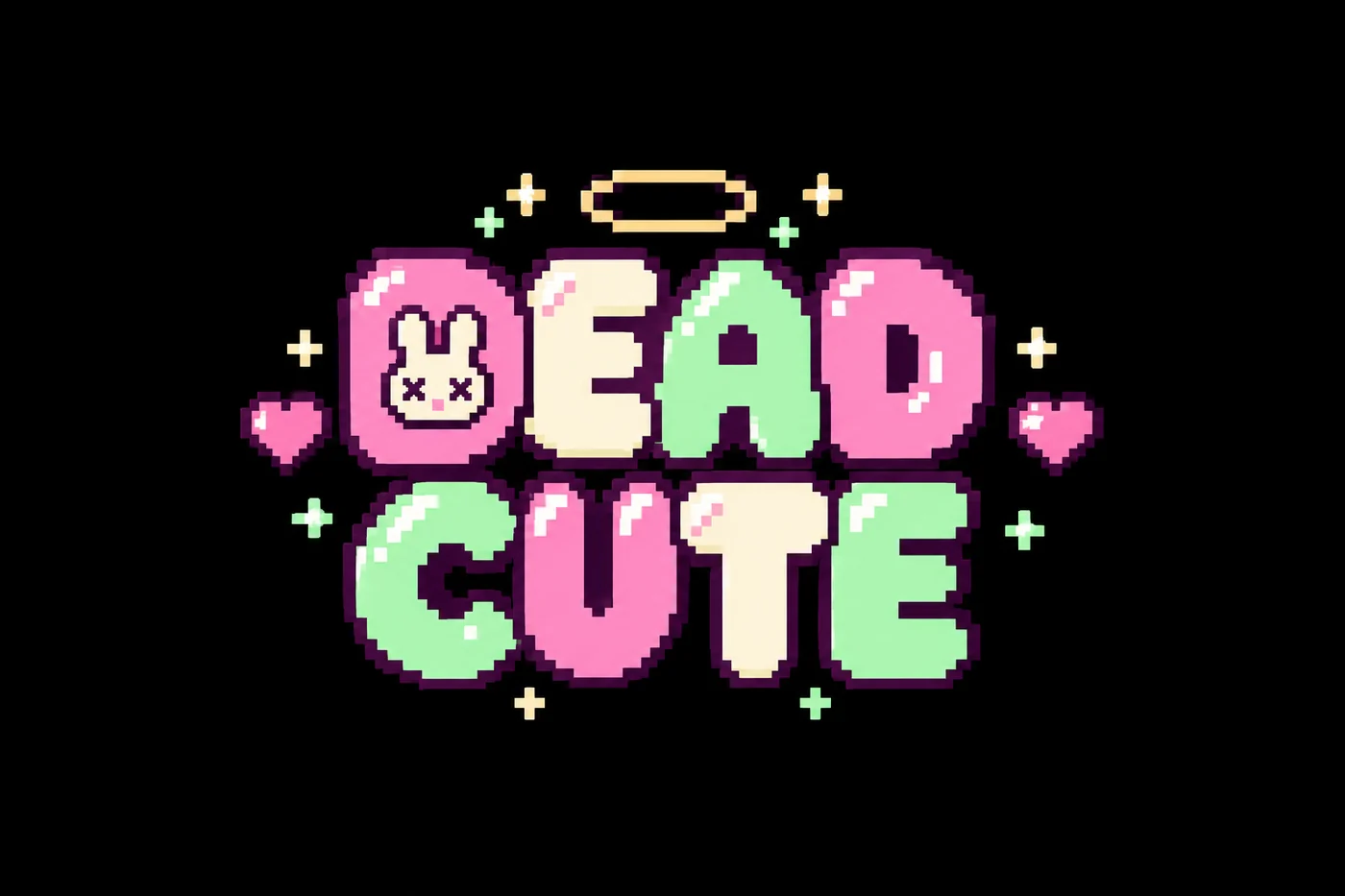 DEAD CUTE logo x2-gf: GPT Image 2.5, pixel.